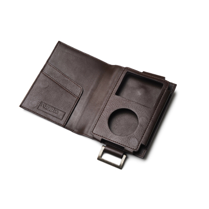 iPod classic case 黒檀×BROWN 外側